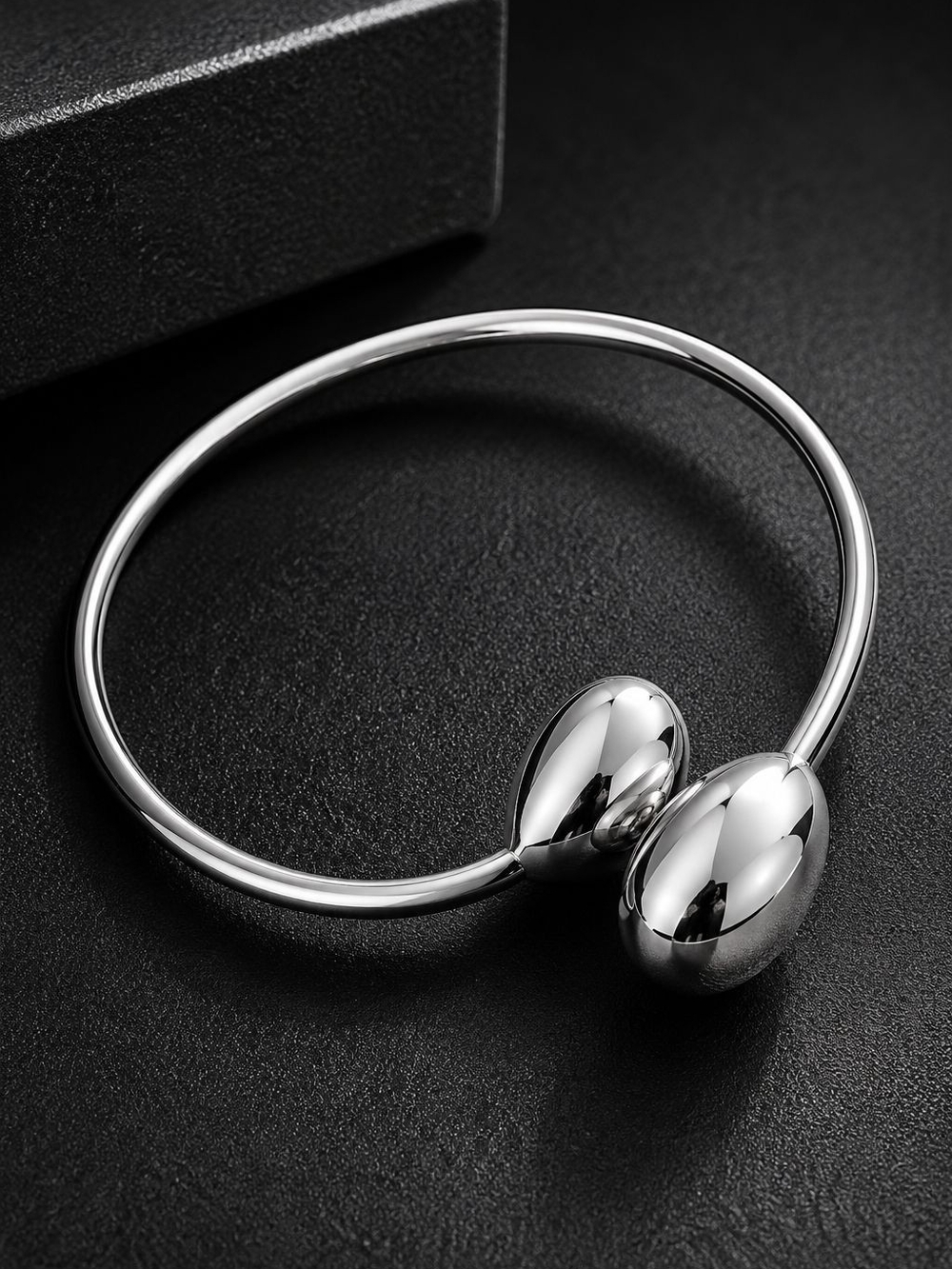 Silver Teardrop Open Cuff Bracelet - Picture 3 of 6